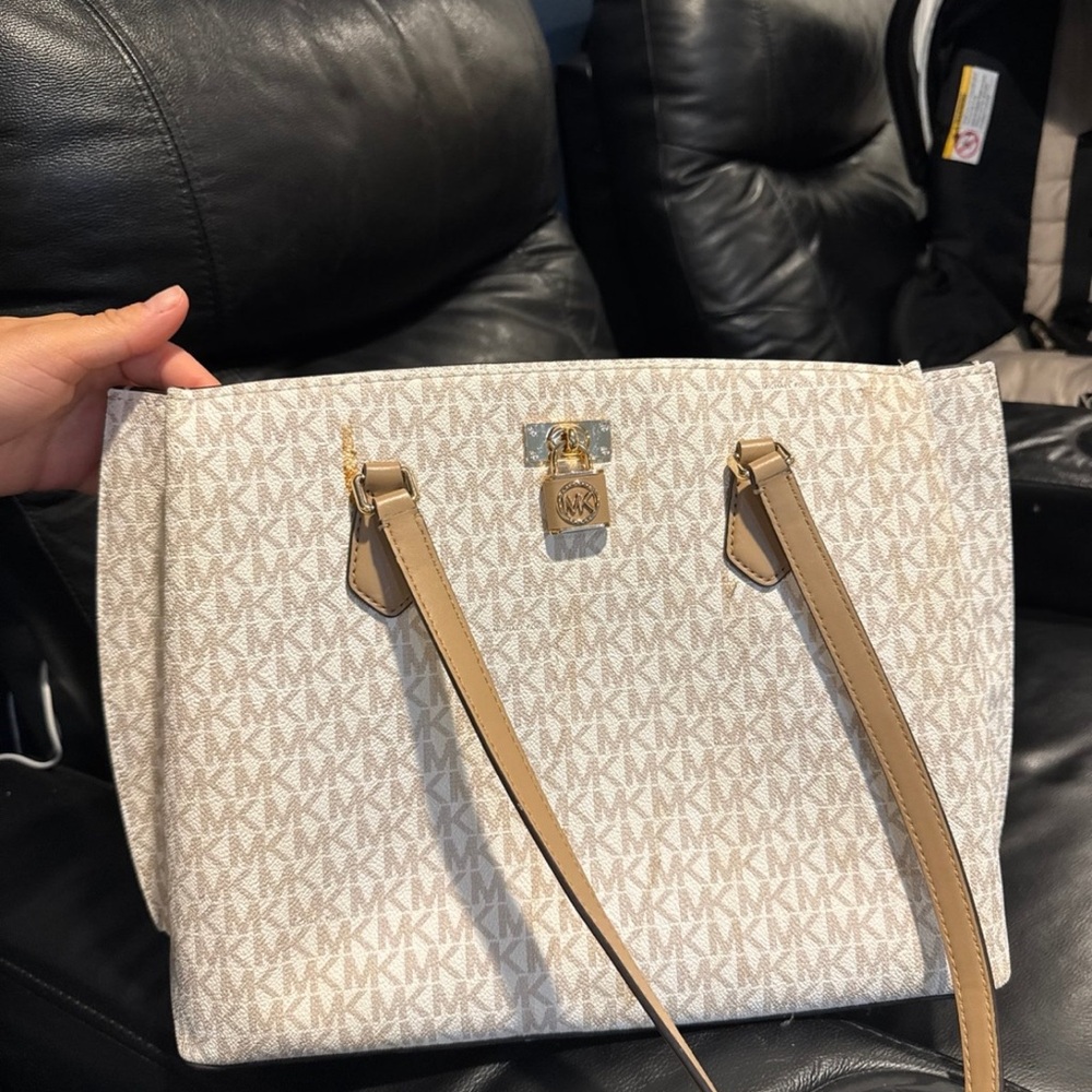 Michael Kors Cream and Tan Tote Bag